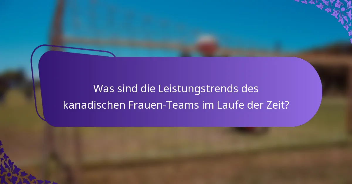 Was sind die Leistungstrends des kanadischen Frauen-Teams im Laufe der Zeit?