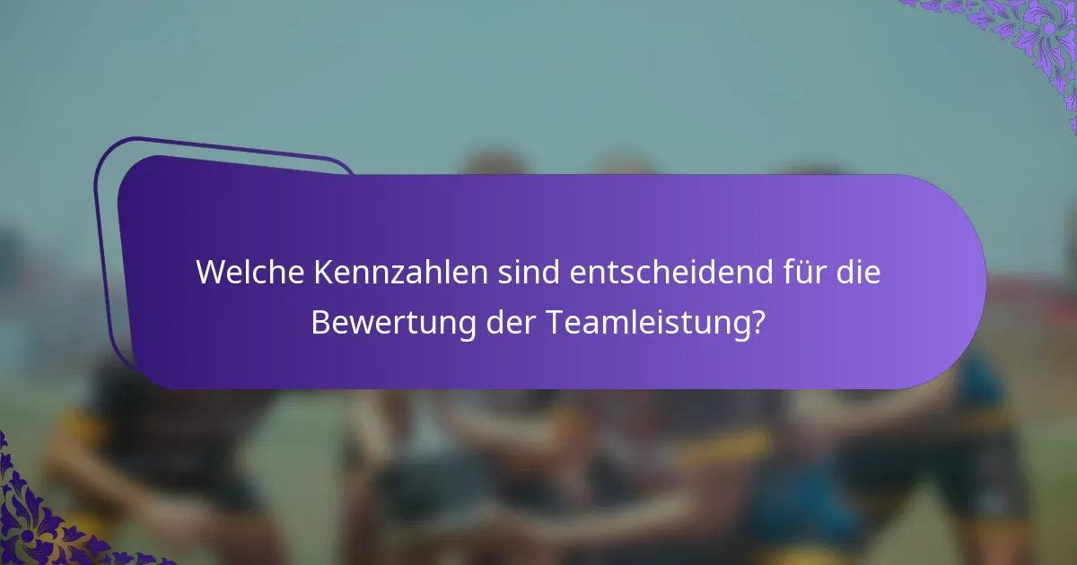 Welche Kennzahlen sind entscheidend für die Bewertung der Teamleistung?