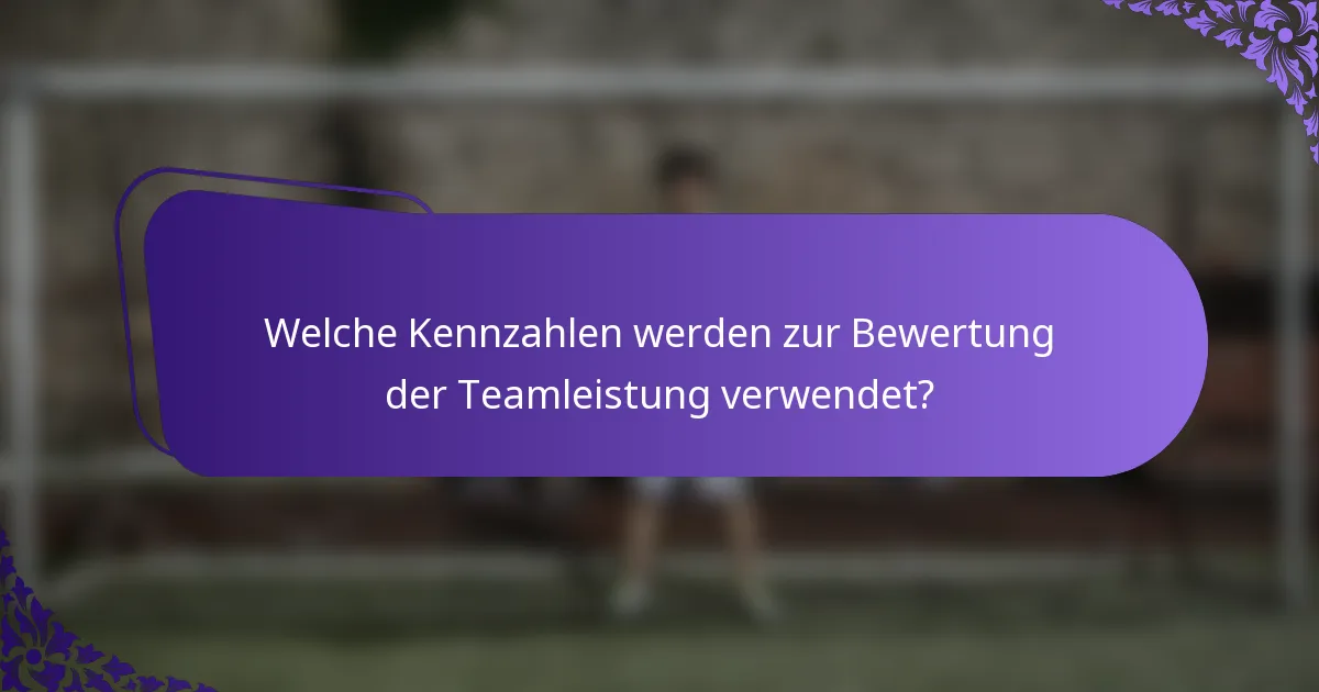 Welche Kennzahlen werden zur Bewertung der Teamleistung verwendet?