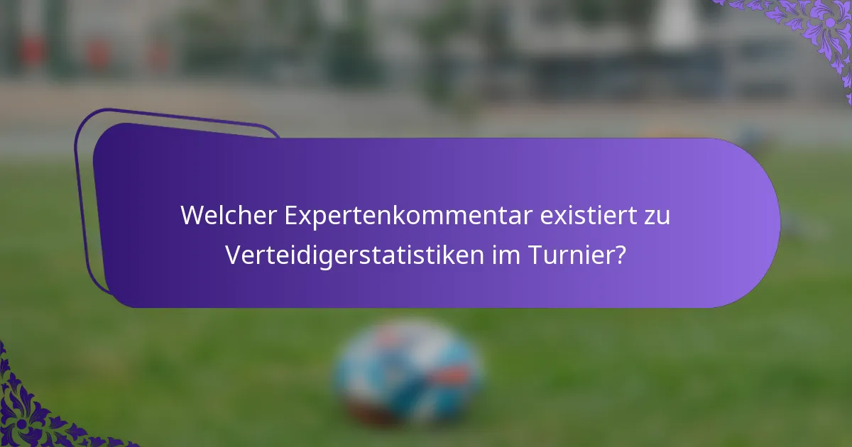 Welcher Expertenkommentar existiert zu Verteidigerstatistiken im Turnier?