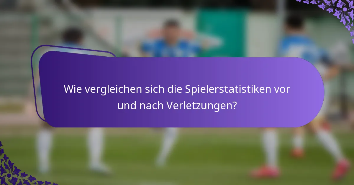 Wie vergleichen sich die Spielerstatistiken vor und nach Verletzungen?